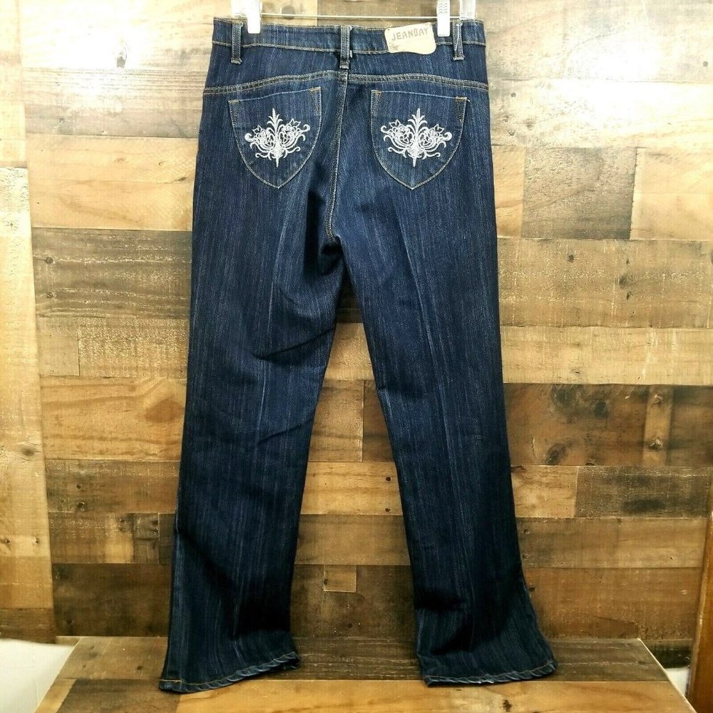 JeanBay USA blue Jean Denim Embriodered Embellished Pockets Sz 10